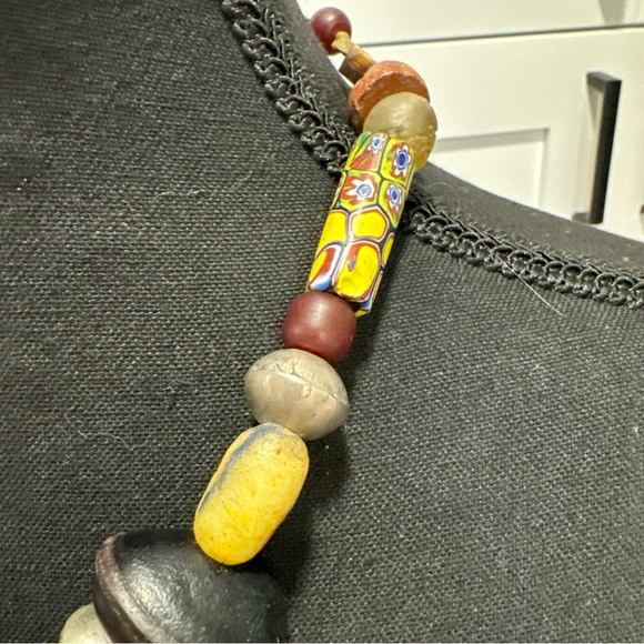Vintage Handmade Artist Crafted Bead Necklace Stone Ceramic Hippie BoHo 19” - Picture 3 of 12